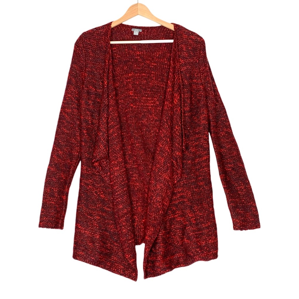 Aerie Red Marled Open Front Cardigan Sweater Size Small Casual Cozy